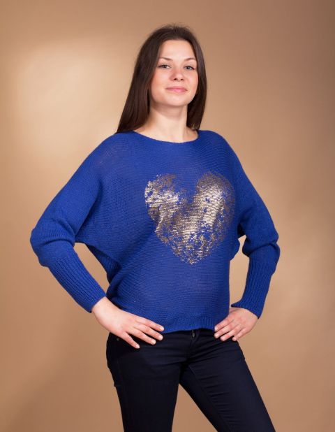 Sweter Love szafirowy