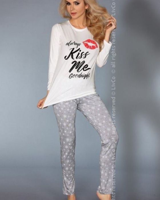 Piżama Sweet Kiss 109 Ecru-szara