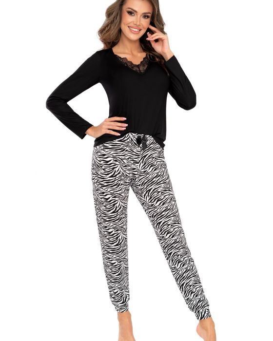 Piżama Zebra Long Black