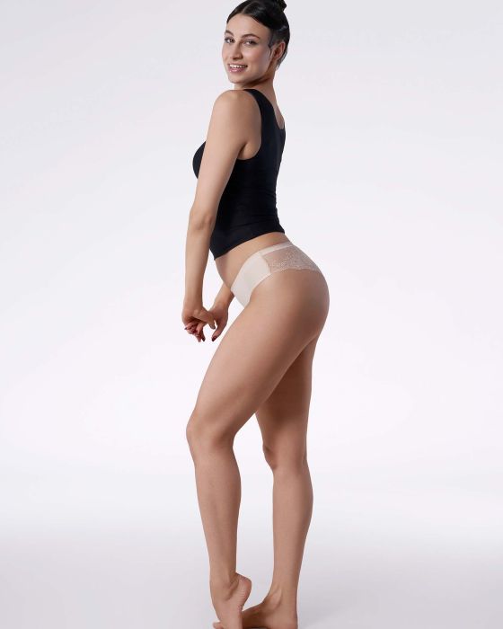 Figi Tanga Panty Beżowe